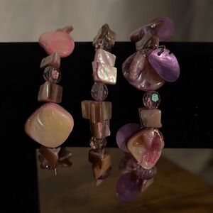 3pc Purple Pink Iridescent Stretch Bracelet Set